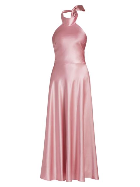 MILLY Women's Aurora Satin Midi-Dress - Pink