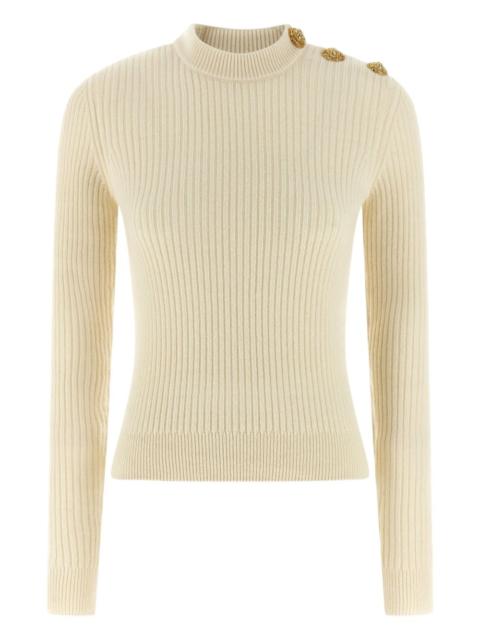 Balmain ribbed coin- button sweater