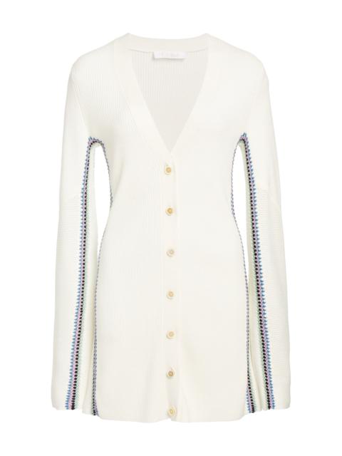 Chloé Contrast Sleeve Wool Cardigan white