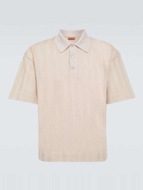 Chevron cotton-blend polo shirt