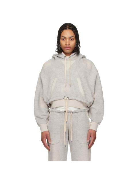 R13 Gray Cinched Hem Popover Hoodie
