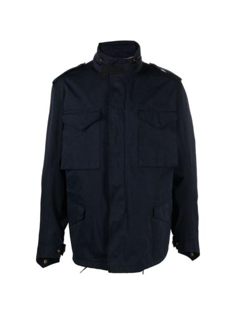zip-fastening military jacket