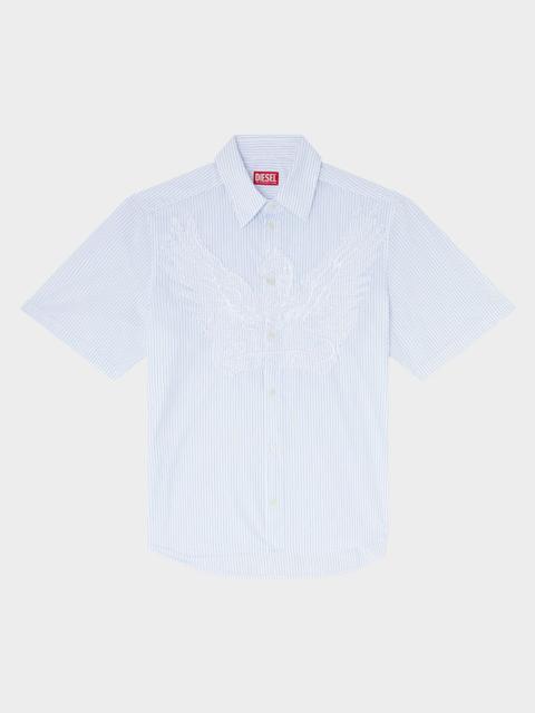 Diesel Men's Simply Stripe Phoenix-Embroidered Short-Sleeve Shirt
