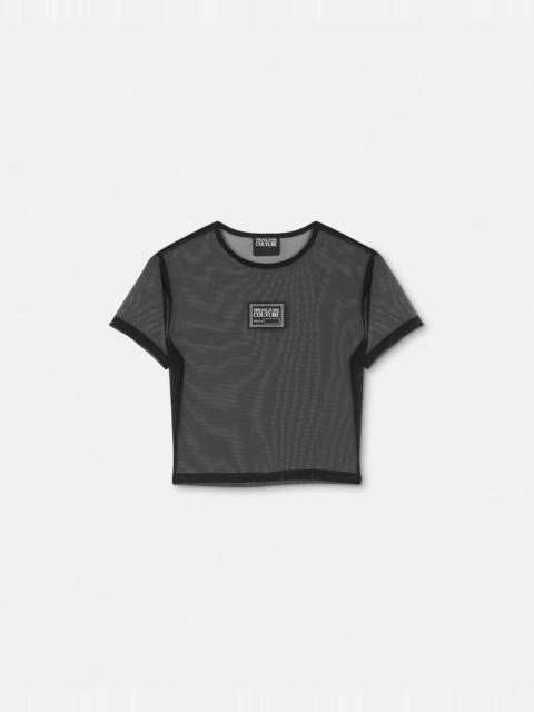 Mesh Piece Number Logo Crop T-Shirt