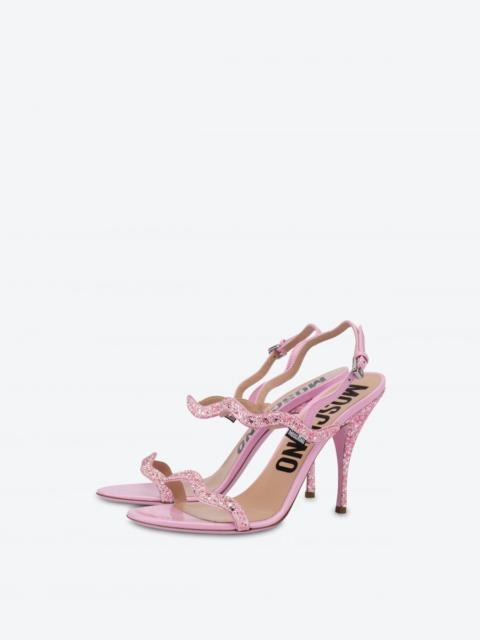 Moschino RIC RAC HIGH-HEELED GLITTER SANDALS