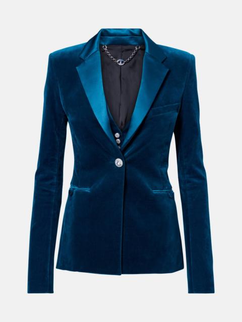 Cotton-blend velvet and satin blazer