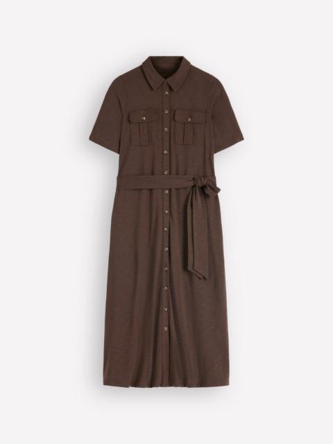 BODEN Mavis Midi Jersey Shirt Dress-Bitter Chocolate