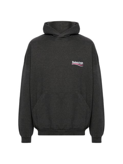 BALENCIAGA logo-embroidered cotton hoodie