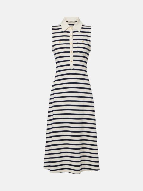 FRAME Sea Breeze striped cotton polo dress
