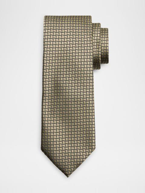 ZEGNA Men's Geometric Net Silk Tie