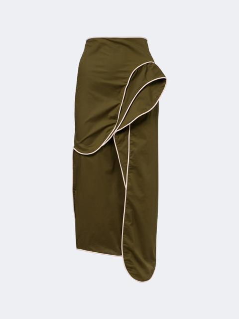ADRIANA DEGREAS Ruffled cotton-blend midi skirt