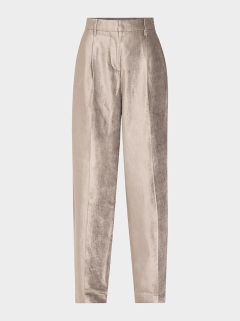 Brunello Cucinelli Sleek Velvet Loose Straight Pants