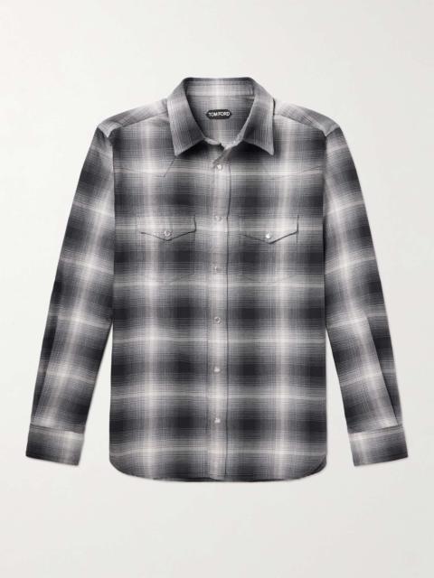 TOM FORD Checked Cotton-Flannel Western Shirt