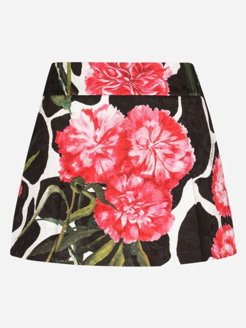 Dolce & Gabbana Carnation-print brocade miniskirt