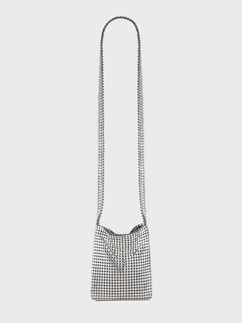 rabanne MINI SILVER PIXEL BAG