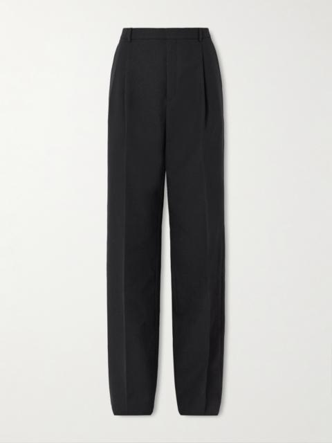 SAINT LAURENT Pleated Grain De Poudre Wool Straight-leg Pants