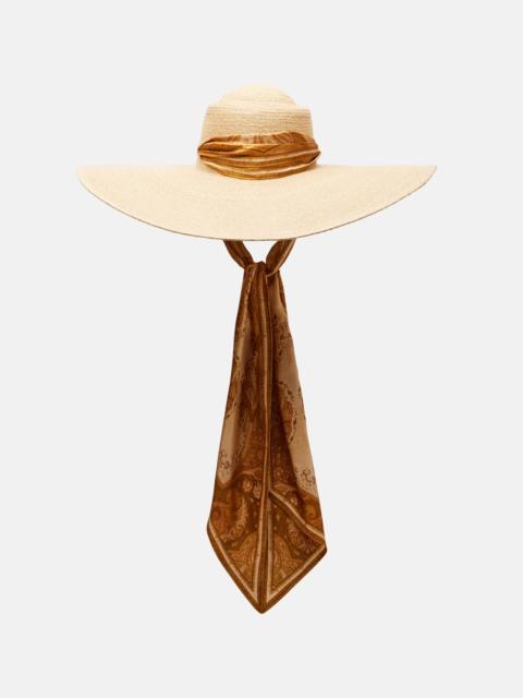 Zimmermann Silk-trimmed raffia hat