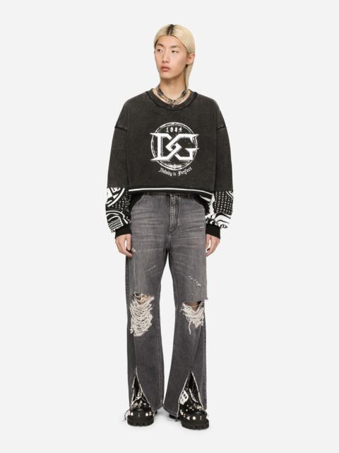 Dolce & Gabbana Printed and washed jersey sweatshirt