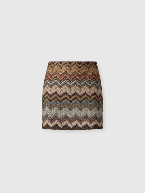 Missoni Mini skirt in lamé viscose with zig zag motif