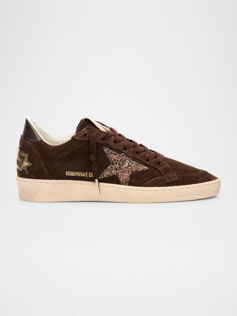 Golden Goose Ball Star Suede Glitter-Star Low-Top Sneakers