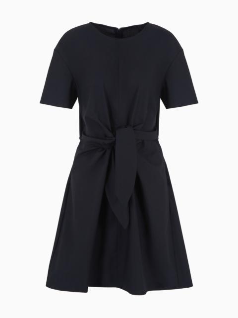 EMPORIO ARMANI Short-sleeved poplin shirt dress with sash
