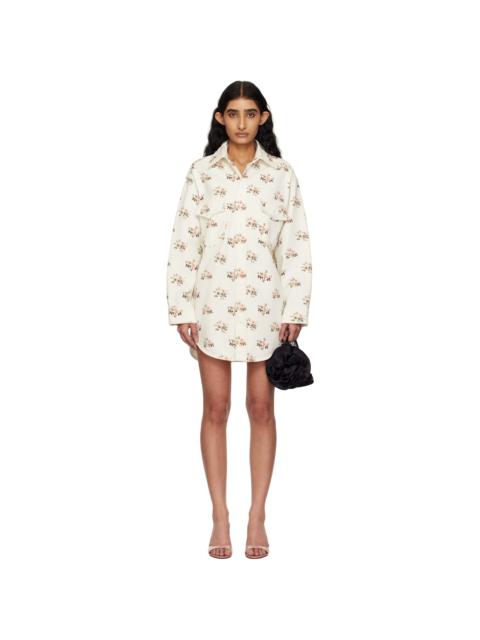 Blumarine White Printed Denim Overshirt