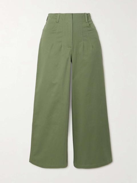 STAUD Luca cropped cotton-blend twill wide-leg pants
