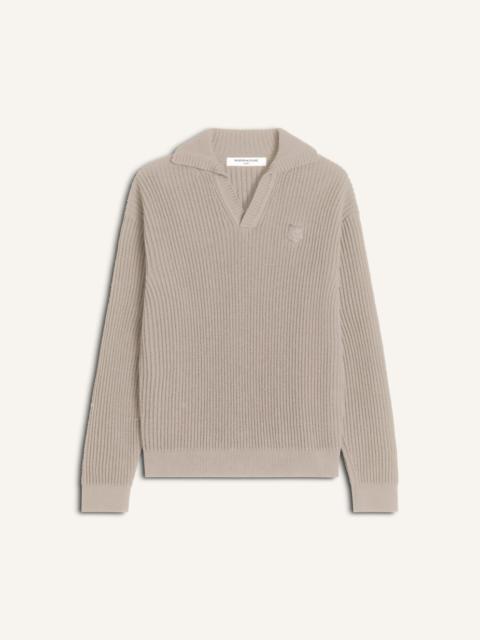 Maison Kitsuné FOX HEAD COTTON RIBBED POLO JUMPER