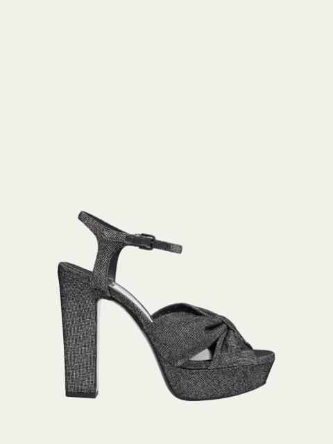 JIMMY CHOO 120mm Heloise Glitter Knot Platform Sandals