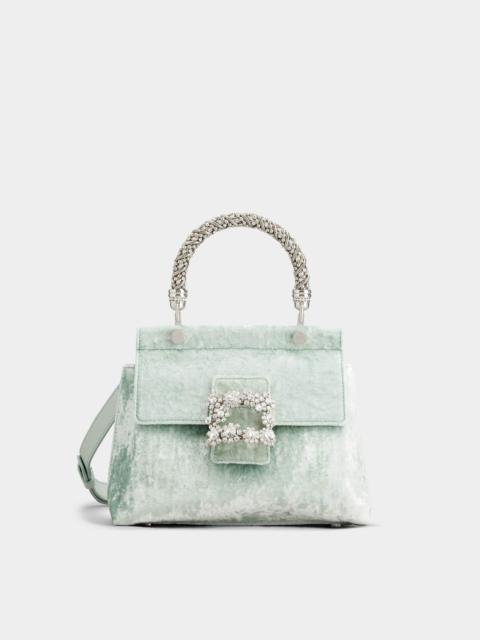 Roger Vivier Viv' Flower Strass Jewel Buckle Cabas Mini Bag in Velvet