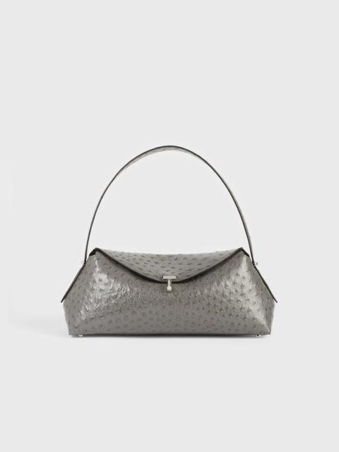 TOTEME T-lock ostrich-embossed shoulder grey