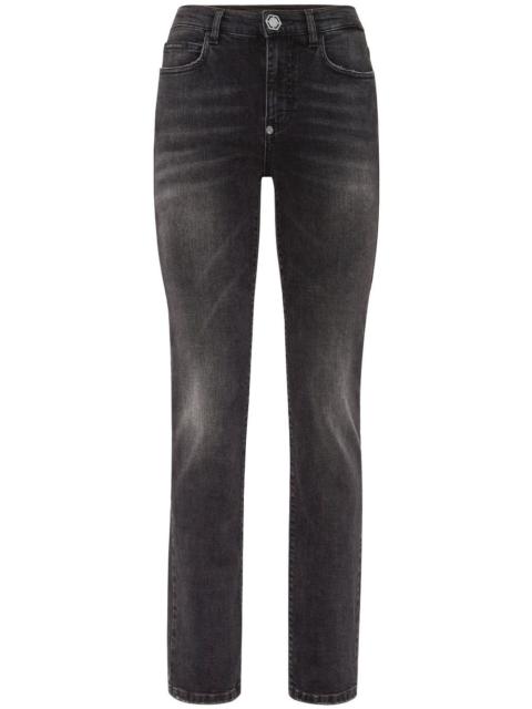 PHILIPP PLEIN mid-rise straight-leg faded jeans