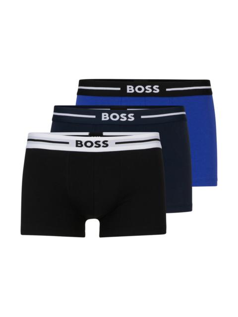 BOSS THREE-PACK OF STRETCH-COTTON TRUNKS WITH LOGO WAISTBAND