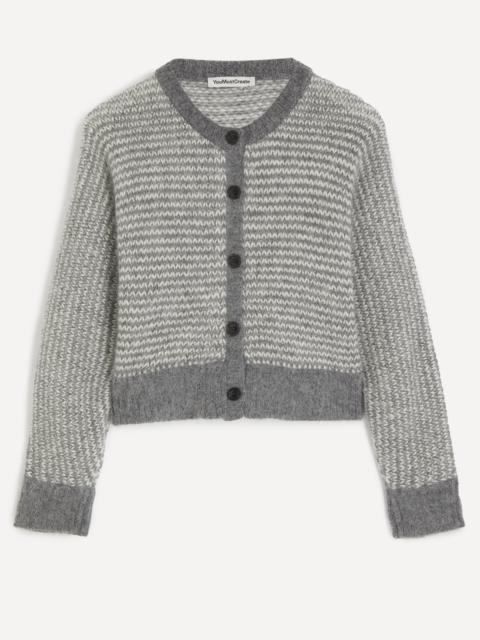 YMC Foxtail Grey Stripe Merino Wool Cardigan
