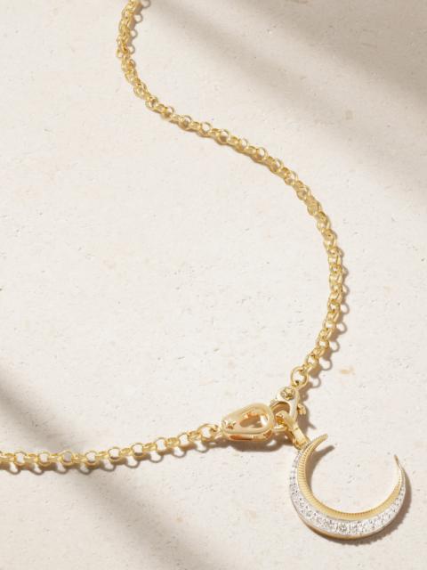 FOUNDRAE Medium Belcher Sister Hook Crescent 18-karat Gold Diamond Necklace