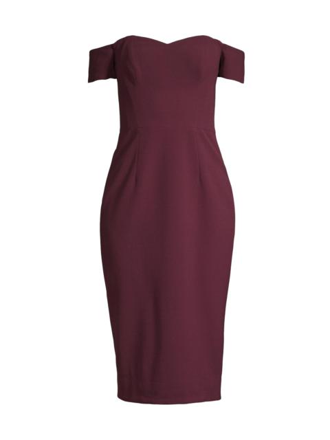 Dress The Population Women's Bailey Off-The-Shoulder Midi Dress - Burgundy