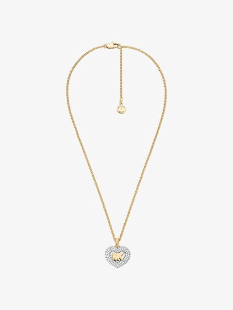 MICHAEL KORS Logo and Pavé Heart Necklace