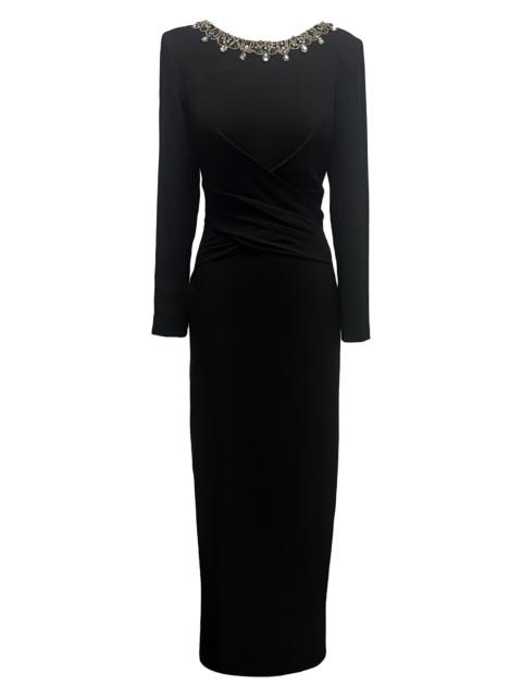 Dress The Population Women's Anne Embellished Wrap-Front Gown - Black