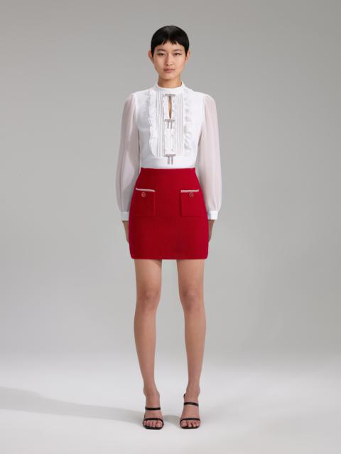 self-portrait Red Melange Knit Diamante Mini Skirt