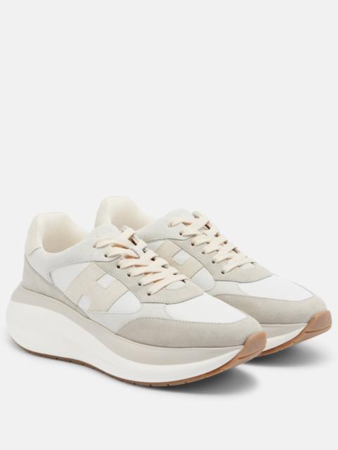 HOGAN H696 suede and leather platform sneakers