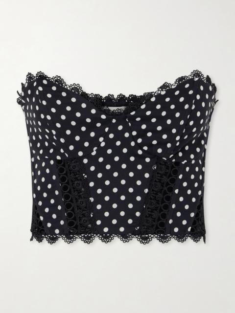 Charo Ruiz Fiare Cropped Embroidered Polka-dot Cotton-blend Top