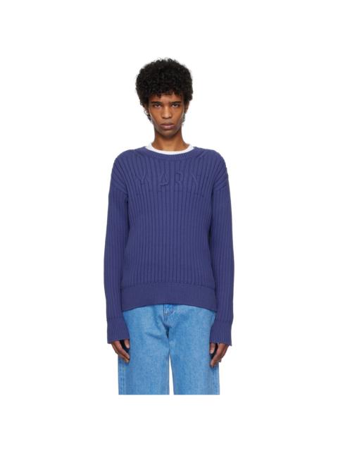 Marni Blue Cable Logo Crewneck Sweater