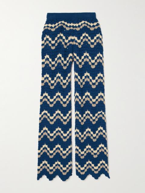 ESCVDO Safi Scalloped Crocheted Organic Cotton Bootcut Pants