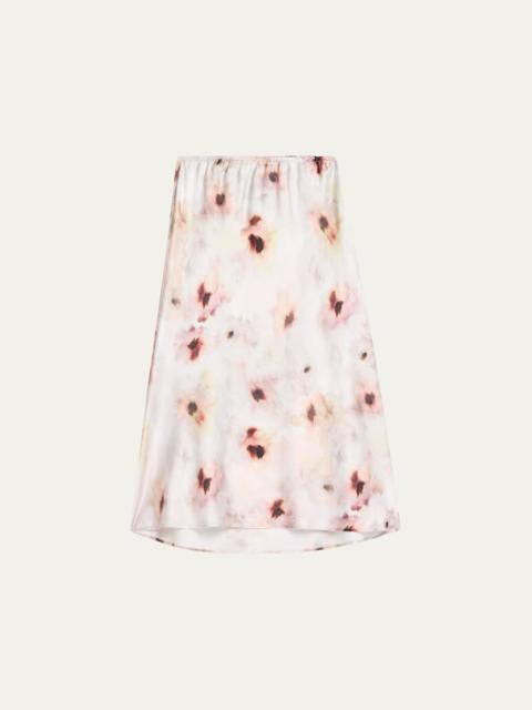 Vince Watercolor Floral Midi Skirt