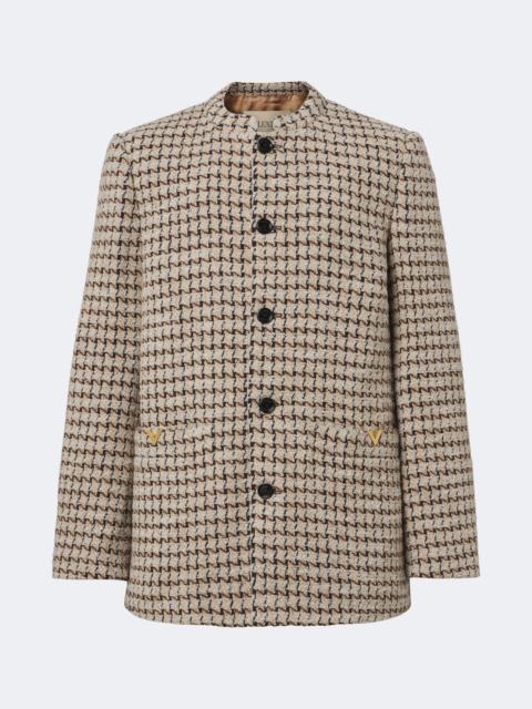 Valentino Houndstooth wool and silk-blend bouclé blazer