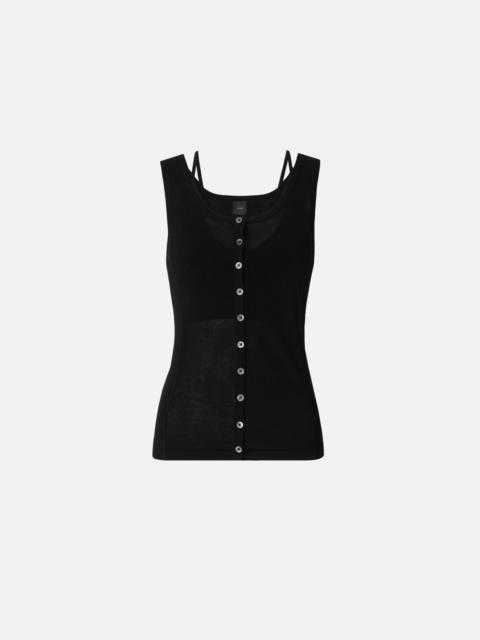 PINKO KNITTED VEST TOP WITH MOTHER-OF-PEARL BUTTONS