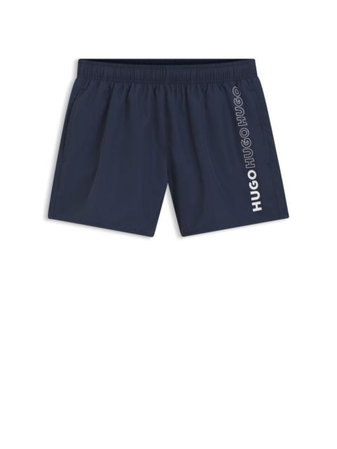 HUGO QUICK-DRY SWIM SHORTS WITH VERTICAL PRINTED LOGOS