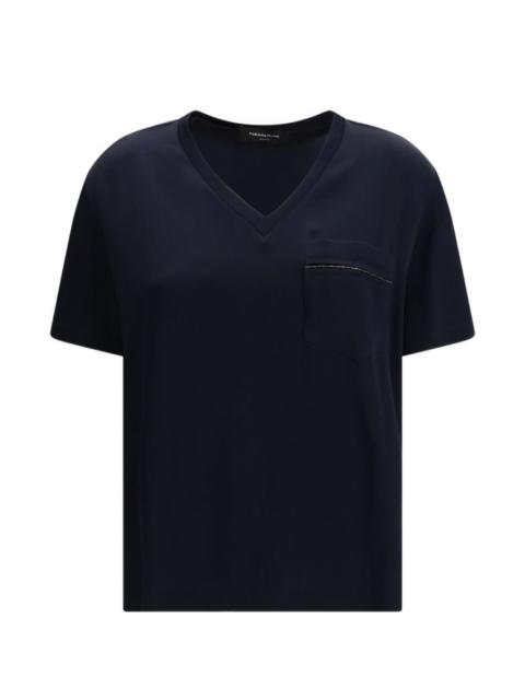 FABIANA FILIPPI V-neck chest-pocket T-shirt