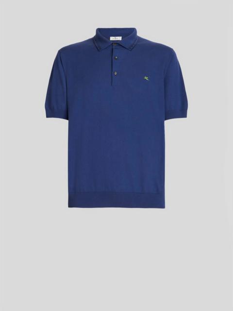 Etro JERSEY POLO SHIRT WITH DECORATIVE GRECA