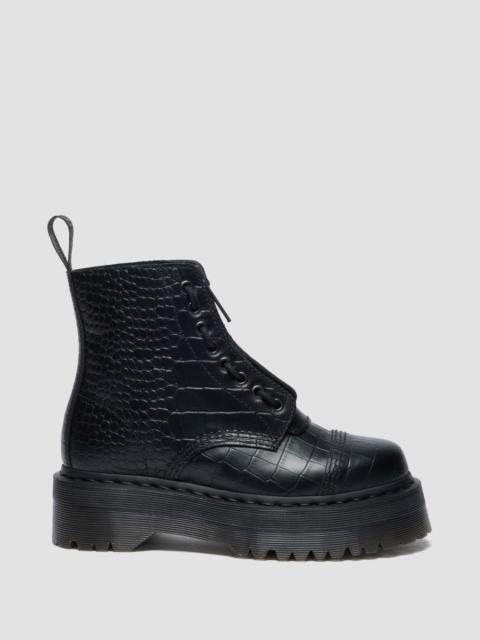 Sinclair Croc Emboss Leather Platform Boots